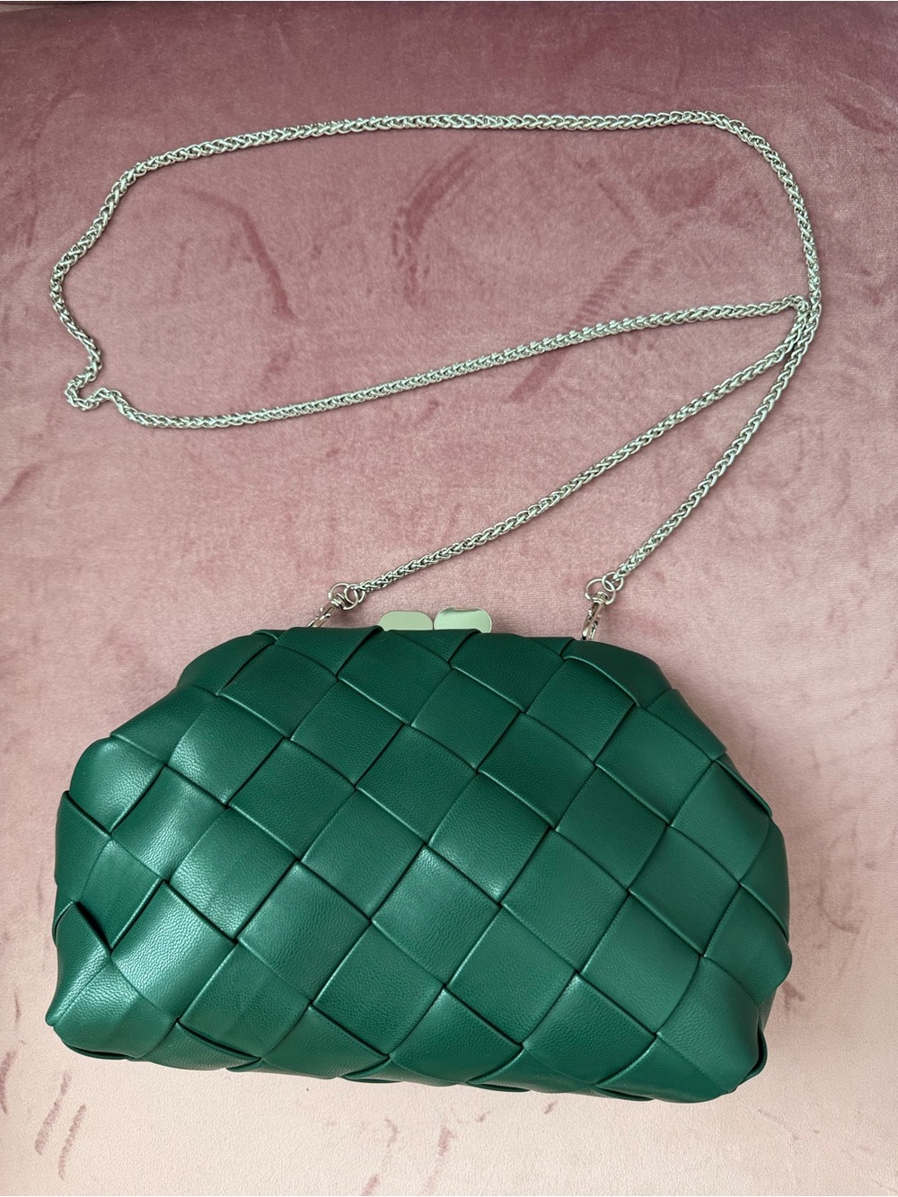 Moda Luxe Woven Leather Crossbody Clutch - Green